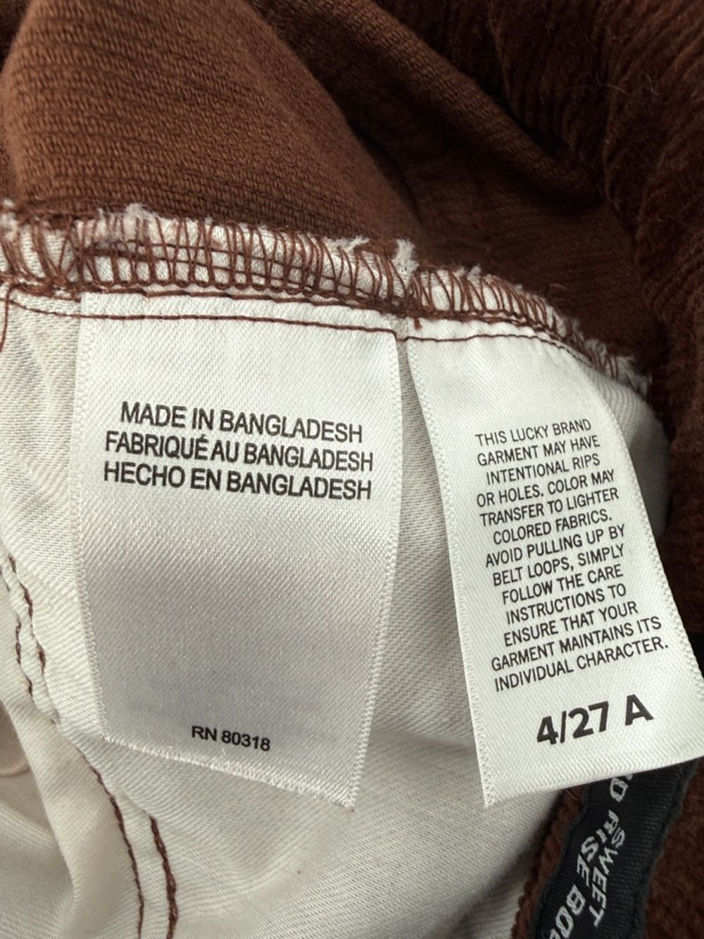Lucky Brand Pants Wm 4 27 Brown Corduroy Sweet Mid Rise Bootcut - Picture 12 of 15